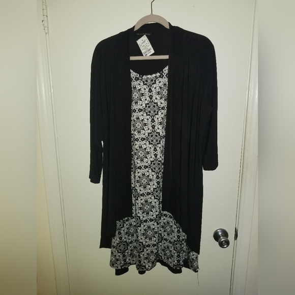 *NWT* Tiffany & Grey ¾ Sleeve Solid Jacket Mock 2Fer Dress - Picture 1 of 7